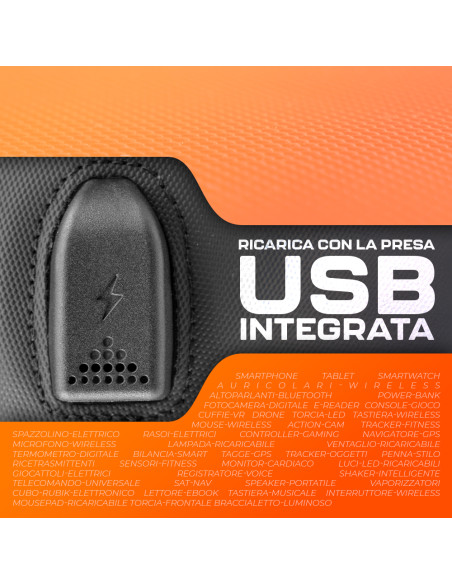 Zaino da Viaggio Ricarica USB Tessuto Tecnico Bagaglio a Mano da Cabina Porta PC