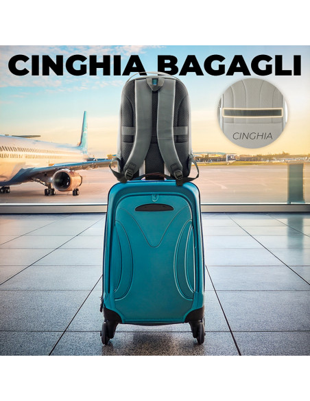 Zaino da Viaggio Ricarica USB Tessuto Tecnico Bagaglio a Mano da Cabina Porta PC