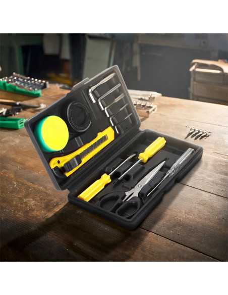 Kit Utensili Multiuso Mini Valigetta Portatile 12pz Attrezzi Ferramenta Manuali
