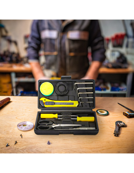 Kit Utensili Multiuso Mini Valigetta Portatile 12pz Attrezzi Ferramenta Manuali