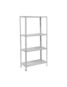 Scaffale 4 Ripiani Metallo BIANCO Mensole in MDF Modulare...