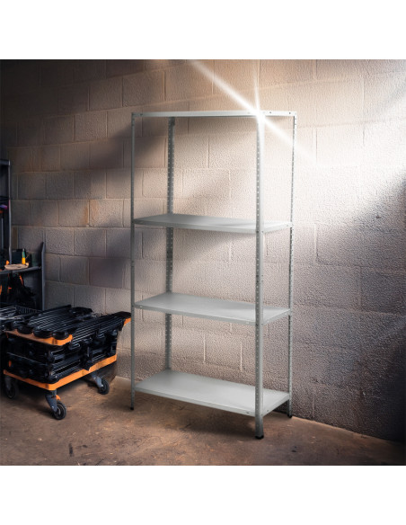 Scaffale 4 Ripiani Metallo BIANCO Mensole in MDF Modulare 145x75x30 Portata 160K