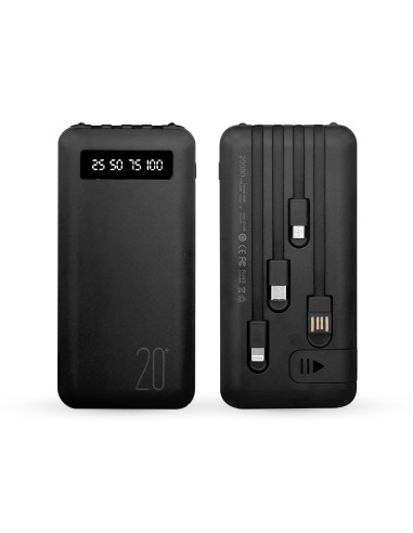 Power Bank 20000mAh Caricabatterie Rapido Portatile con 4 Cavi Inclusi USB