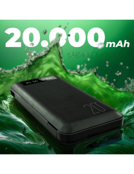 Power Bank 20000mAh Caricabatterie Rapido Portatile con 4 Cavi Inclusi USB