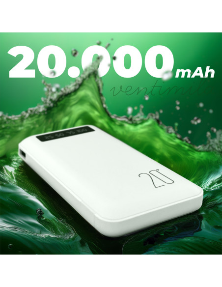 Power Bank 20000mAh Caricabatterie Rapido Portatile con 4 Cavi Inclusi USB