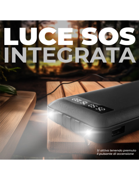 Power Bank 20000mAh Caricabatterie Rapido Portatile con 4 Cavi Inclusi USB