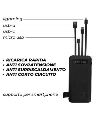 Power Bank 20000mAh Caricabatterie Rapido...