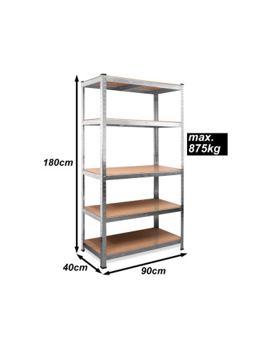 Scaffale 5 Ripiani in Metallo Ripiani MDF...