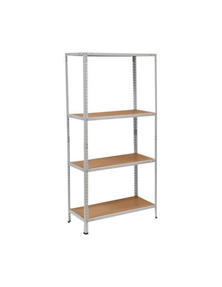 Scaffale 4 Ripiani in Metallo con Mensole MDF Modulare 145x75x30 Portata 160Kg