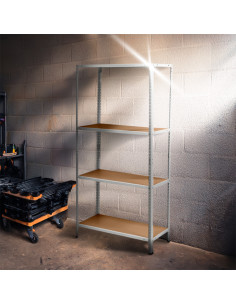 Scaffale 4 Ripiani in Metallo con Mensole MDF Modulare... 2