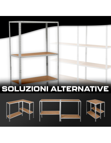 Scaffale 4 Ripiani in Metallo con Mensole MDF...