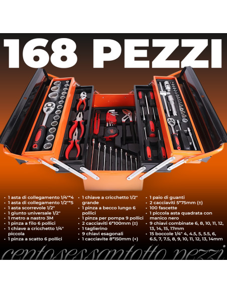 Cassetta Porta Attrezzi Valigetta Portatile Cassetta 168 Utensili di Ferramenta