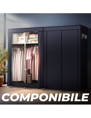 Armadio Guardaroba in Tessuto 2 Ante da...