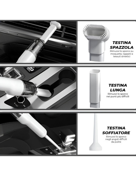 Mini Aspirapolvere Soffiatore Ricaricabile Portatile con Filtro per Casa e Auto