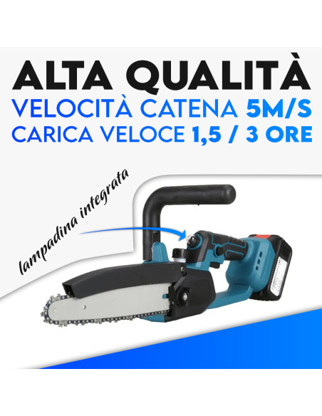 Motosega Elettrica Lama 8" Doppia Batteria 48V ad Olio Portatile con Valigetta