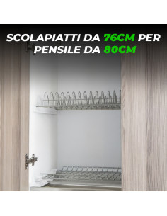 Coppia di Pensili da Incasso 76cm Scolapiatti Cromato con... 2