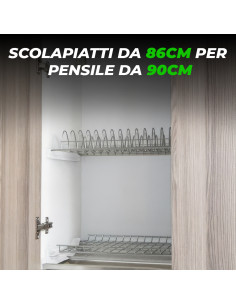 Coppia di Pensili da Incasso 86cm Scolapiatti Cromato con... 2