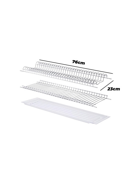 Coppia di Pensili da Incasso 76cm Scolapiatti Cromato con Vaschetta in Plastica