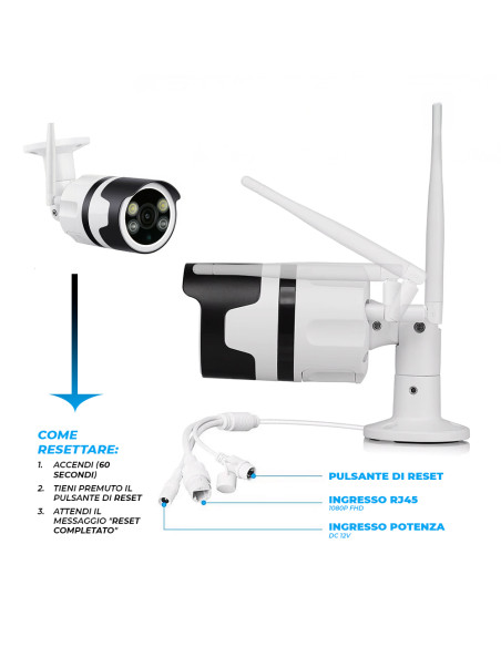 Telecamera di Sicurezza 4K Wi-Fi Sensore Movimento da Esterno Controllo Remoto