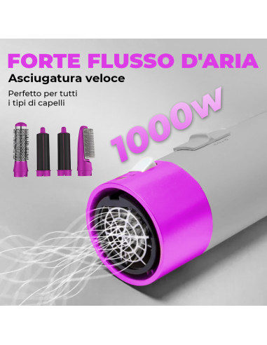 Asciugacapelli 5 in 1 con Cofanetto 1000W 5...