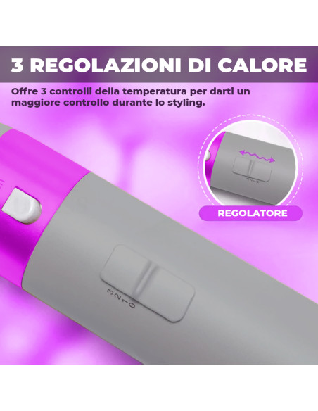 Asciugacapelli 5 in 1 con Cofanetto 1000W 5 Accessori Spazzola e Arricciacapelli