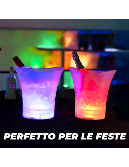 Secchiello Ghiaccio 7l Portabottiglie RGB Bluetooth Seau à Glace Ricaricabile