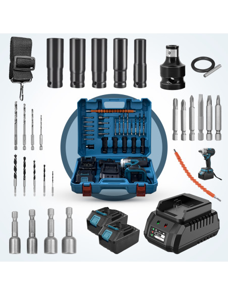 Trapano Avvitatore Doppia Batteria 48V Ricaricabile Valigietta Utensili Inclusi