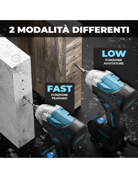 Trapano Avvitatore Doppia Batteria 48V Ricaricabile Valigietta Utensili Inclusi