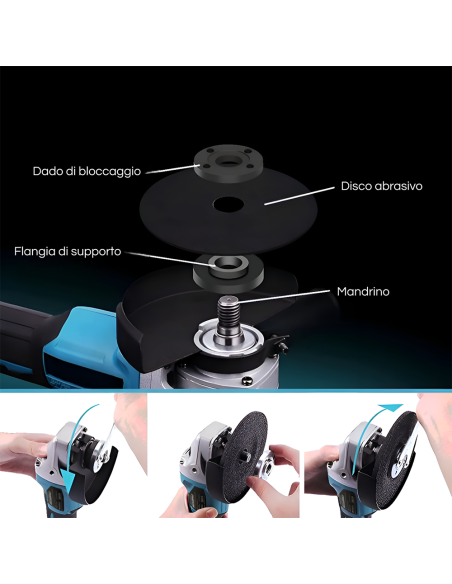 Smerigliatrice Angolare Cordless Elettrica Doppia Batteria 48V Disco Metallo 5"