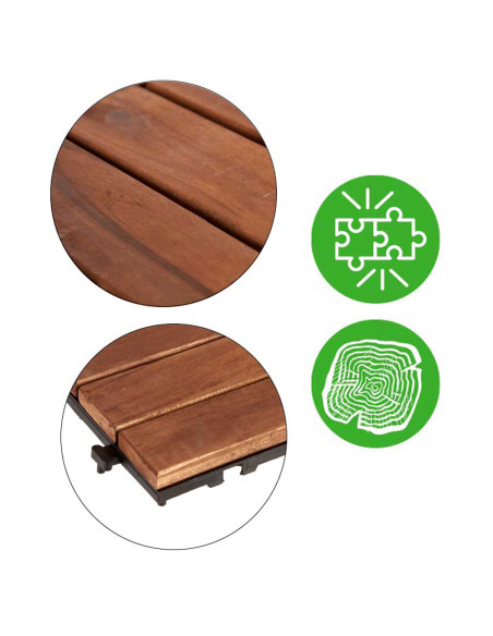 Pack 6 Piastrelle Legno di Acacia Effetto Legno Rivestimento da Esterno 30x30x25