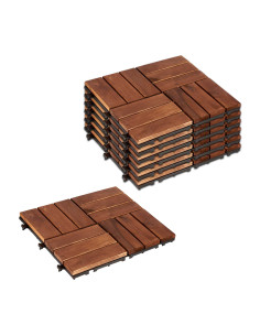 Pack 6 Piastrelle Legno di Acacia Effetto Legno...