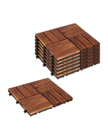 Pack 6 Piastrelle Legno di Acacia Effetto Legno Rivestimento da Esterno 30x30x25