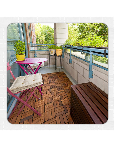 Pack 6 Piastrelle Legno di Acacia Effetto Legno Rivestimento da Esterno 30x30x25