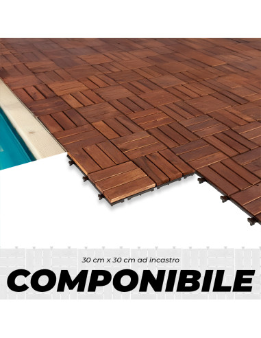 Pack 6 Piastrelle Legno di Acacia Effetto Legno...