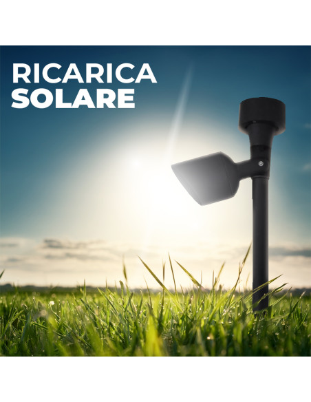 2pz Lampada Ricarica Solare 37cm da Esterno Picchetto Piantabile per Giardino