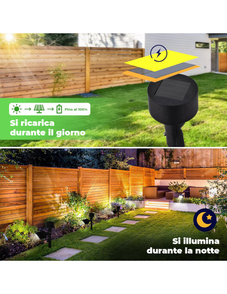 4pz Lampada Ricarica Solare 37cm da Esterno Picchetto Piantabile per Giardino