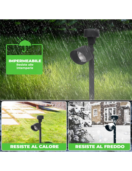 4pz Lampada Ricarica Solare 37cm da Esterno Picchetto Piantabile per Giardino