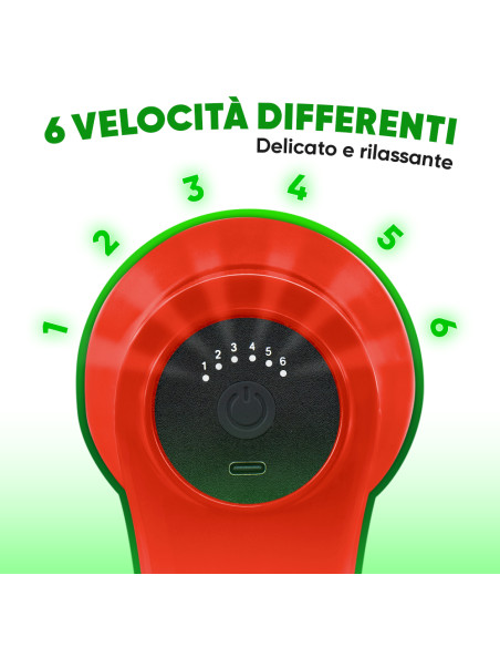 Massaggiatore per Corpo Elettrico Ricaricabile 4 Testine Vibrazione Regolabile