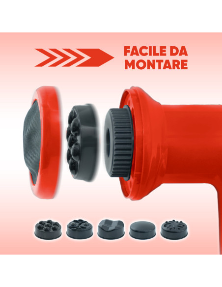 Massaggiatore per Corpo Elettrico Ricaricabile 4 Testine Vibrazione Regolabile