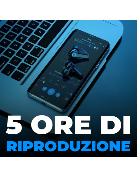 Auricolari Wireless Touch Cuffie Bluetooth 5.3 Microfono Display LED Senza Fili