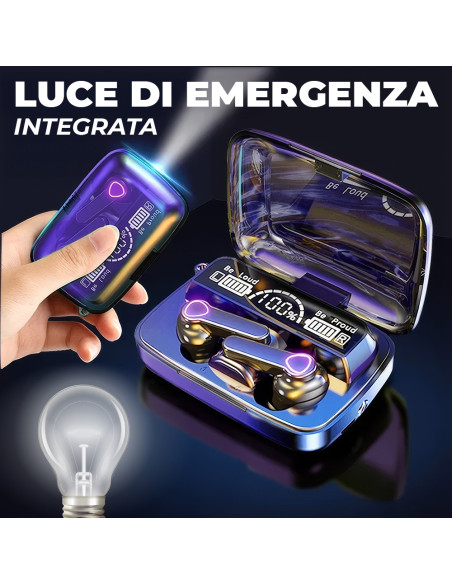 Auricolari Wireless Touch Cuffie Bluetooth 5.3 Microfono Display LED Senza Fili