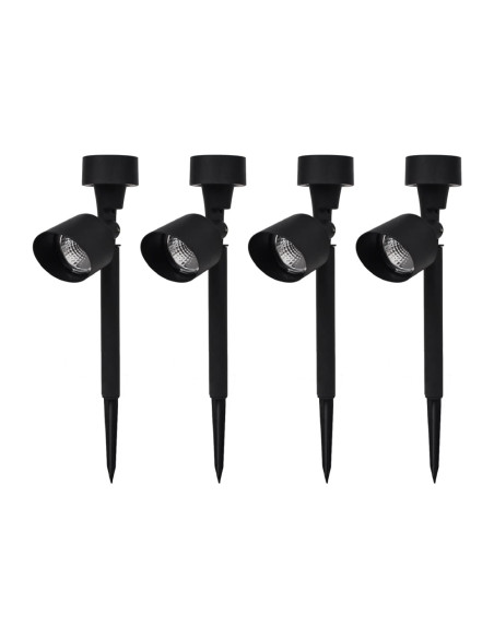 4pz Lampada Ricarica Solare 37cm da Esterno Picchetto Piantabile per Giardino