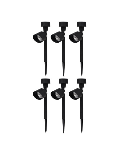6pz Lampada Ricarica Solare 37cm da Esterno Picchetto Piantabile per Giardino