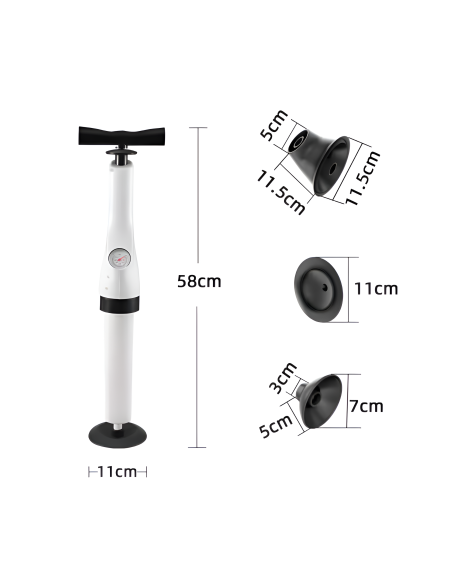 Stura Lavandini Manometro a Pressione Pistone Gonfiatore Scarico WC Lavandino