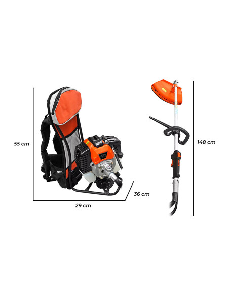 Decespugliatore a Zaino 52cc a Scoppio Tagliaerba a Benzina 2 Tempi da Giardino