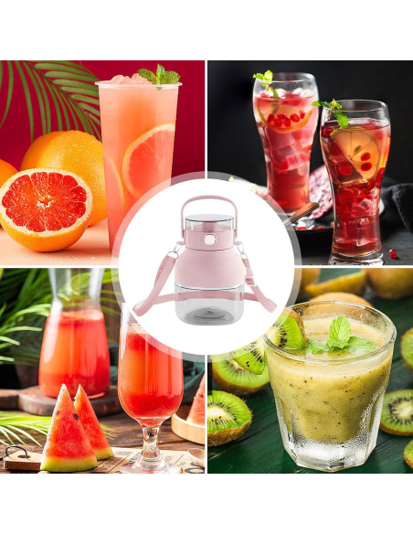 Frullatore Mixer Elettrico Ricaricabile Portatile 500ml Senza Fili con Cannuccia