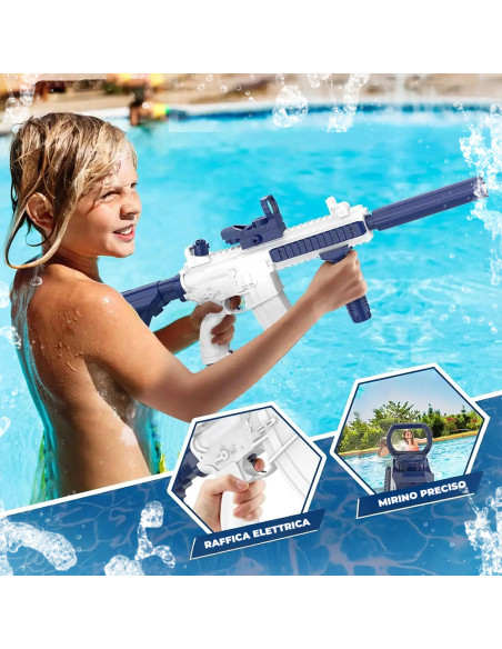 Fucile Elettrico ad Acqua M416 Batteria Ricaricabile Getto 10mt con Silenziatore