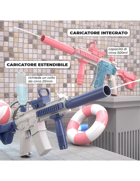 Fucile Elettrico ad Acqua M416 Batteria Ricaricabile Getto 10mt con Silenziatore