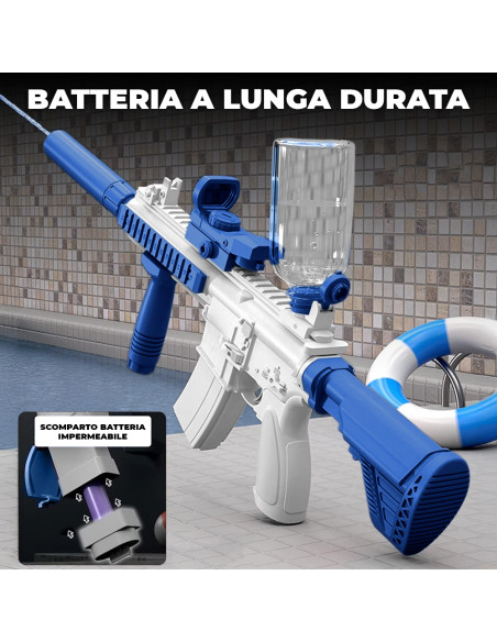 Fucile Elettrico ad Acqua M416 Batteria Ricaricabile Getto 10mt con Silenziatore