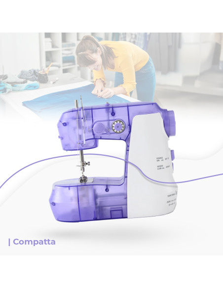 Mini Macchina da Cucire Elettrica a Pedale Design Portatile 7.2W Doppia Velocità